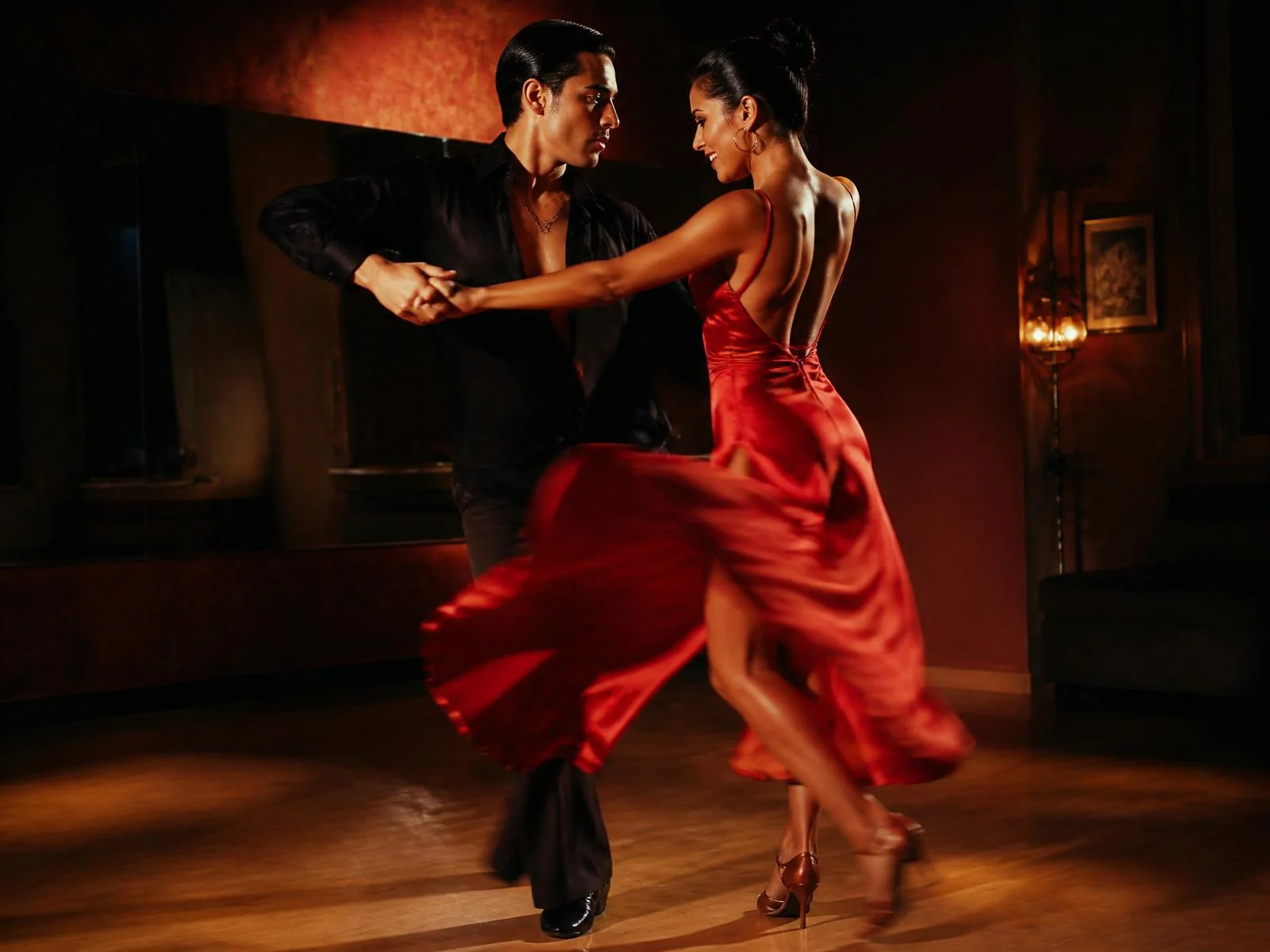 Salsa couple dancing at SaGa Dancers Studio in East Hanover, NJ